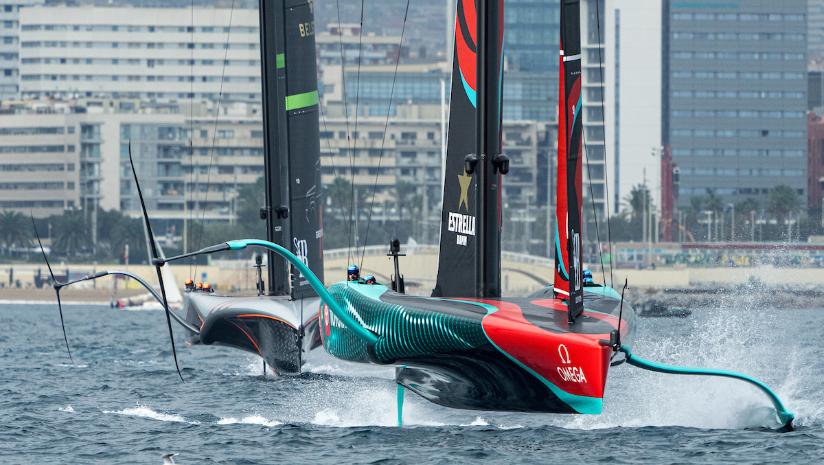 Emirates Team New Zealand takes an early lead at the 37th America’s Cup in Barcelona. Photo credit: © Ian Roman / America's Cup