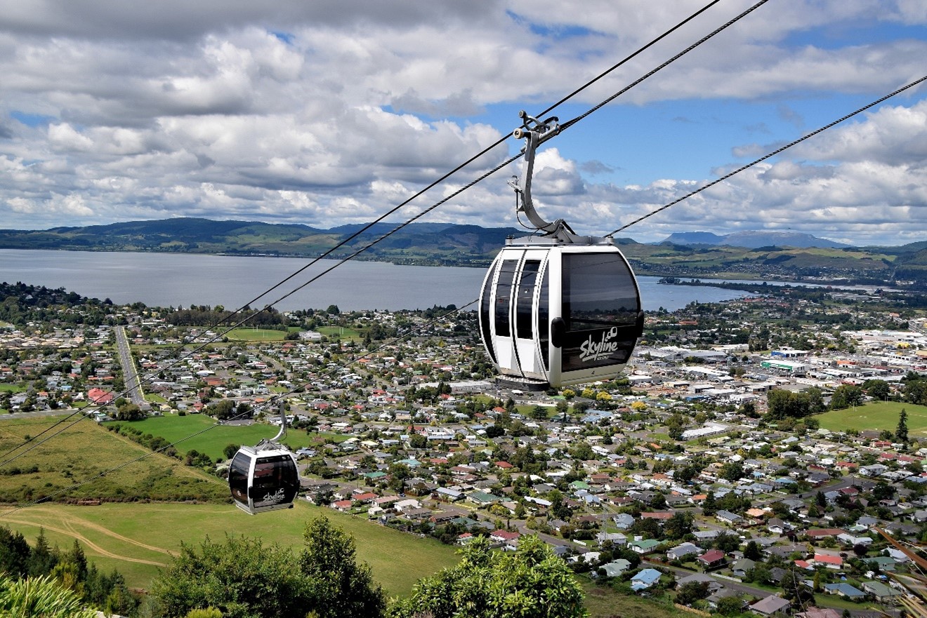 Skyline Adventures’ spectacular 900m gondola ascent above Rotorua